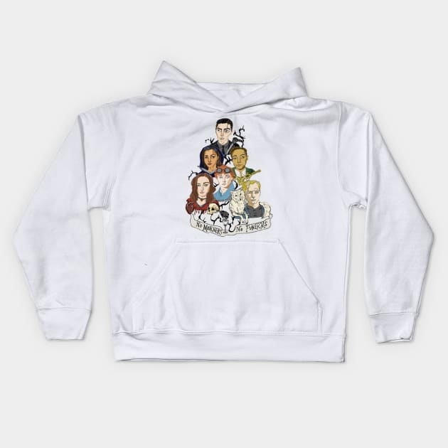 Six of Crows Character Line Art Kids Hoodie by bailezell